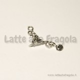 Charm cappello Halloween in metallo argento antico 18x14mm