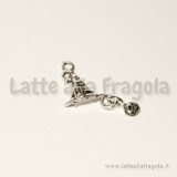 Charm cappello Halloween in metallo argento antico 18x14mm