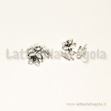 Coppia di coppette copriperla con foglie Silver Plated 14mm