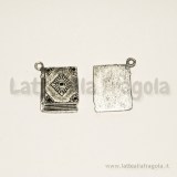 Charm libro in metallo zincato argento antico 26x21mm