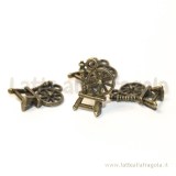 Charm 3D filatoio vintage in metallo color bronzo 18x12mm