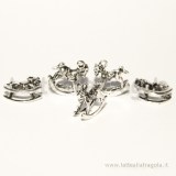 Charm 3D cavallo a dondolo in metallo zincato argento antico 17x14mm