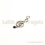 Ciondolo Chiave di Violino in metallo argento antico 25x10mm