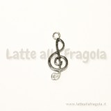 Ciondolo in metallo zincato argento antico Chiave di Violino 25x10mm