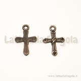 Charm Croce in metallo zincato color rame 20x14mm