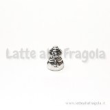 Pupazzo di neve foro largo in metallo argento antico 13x10mm