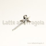 Charm bacchetta magica in metallo argento antico 25x13mm