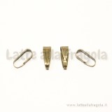 5 Contromaglie per ciondoli in metallo color bronzo 11x4mm