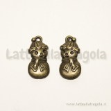 Charm double-face pupazzo di neve in metallo zincato bronzo 19mm