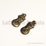 Charm double-face pupazzo di neve in metallo zincato bronzo 19mm