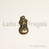 Charm double-face pupazzo di neve in metallo zincato bronzo 19mm