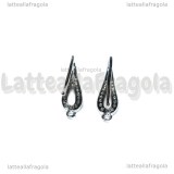 Monachelle in Ottone Argentato e Cubic Zirconia 21x6mm