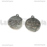 Medaglietta Angelo Custode dell Amore in metallo argento antico 20x18mm