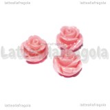 Rosa in Corallo Sintetico Rosa con foro passante 12x7.5mm