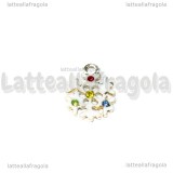 Charm Fiocco di Neve in metallo dorato smaltato con strass 16x12.5mm