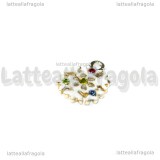 Charm Fiocco di Neve in metallo dorato smaltato con strass 16x12.5mm