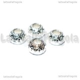 Rondella Ghirigori in Metallo Silver Plated foro largo 10x7mm