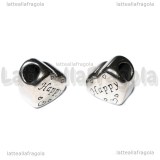 Cuore Happy in Acciaio 316 foro largo 12x11mm