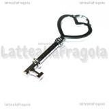 Ciondolo Chiave Cuore in metallo argentato 54x20mm