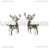 Ciondolo Cervo 3D in metallo argento antico 27x18mm
