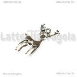 Ciondolo Cervo 3D in metallo argento antico 27x18mm