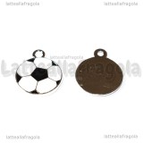 Ciondolo Pallone da Calcio in metallo argentato smaltato 22x18.5mm