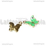 Charm Farfalla in metallo dorato smaltato Tiffany 14mm