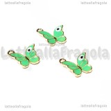 Charm Farfalla in metallo dorato smaltato Tiffany 14mm