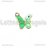 Charm Farfalla in metallo dorato smaltato Tiffany 14mm