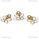 Charm Farfalla in metallo Dorato Smaltato Bianco 14.5x11.5mm