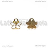 Charm Farfalla in metallo Dorato Smaltato Bianco 14.5x11.5mm