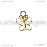 Charm Farfalla in metallo Dorato Smaltato Bianco 14.5x11.5mm