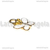 Charm Farfalla in metallo Dorato Smaltato Bianco 14.5x11.5mm
