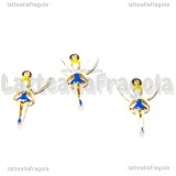 Charm Fatina Azzurra 3D in metallo dorato smaltato 16x13mm