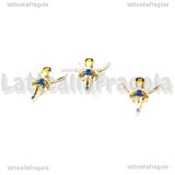 Charm Fatina Azzurra 3D in metallo dorato smaltato 16x13mm