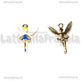 Charm Fatina Azzurra 3D in metallo dorato smaltato 16x13mm