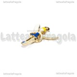 Charm Fatina Azzurra 3D in metallo dorato smaltato 16x13mm
