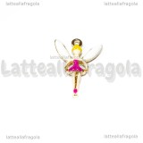 Charm Fatina Rosa 3D in metallo dorato smaltato 16x13mm