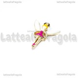 Charm Fatina Rosa 3D in metallo dorato smaltato 16x13mm