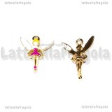 Charm Fatina Rosa 3D in metallo dorato smaltato 16x13mm