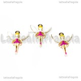 Charm Fatina Rosa 3D in metallo dorato smaltato  16x13mm