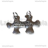 Ciondolo Puzzle You are my missing piece in metallo argentato 27x20mm