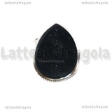Base Anello regolabile in rame silver plated con base Goccia 25x18mm