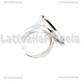 Base Anello regolabile in rame silver plated con base Goccia 25x18mm