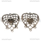 Ciondolo Acchiappasogni Cuore in metallo argento antico 39x32mm