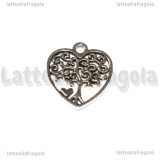Charm Cuore Albero della Vita in metallo argento antico 18x17mm