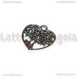 Charm Cuore Albero della Vita in metallo argento antico 18x17mm