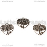 Charm Cuore Albero della Vita in metallo argento antico 18x17mm