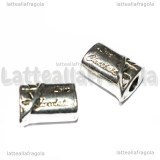 Tavoletta di Cioccolato foro largo 15x11mm in metallo argento antico