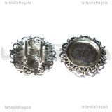 Base Cammeo con passanti in metallo argento antico per 16mm